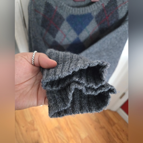 Vintage Cambridge Classics Sweater Men's XL Argyle Shetland 100%  Wool Gray - Picture 5 of 13